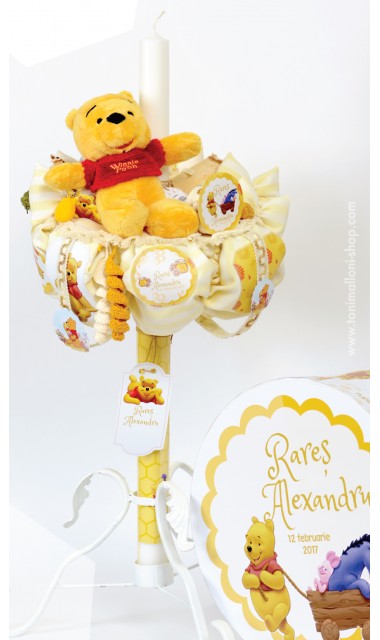 Lumanare de botez pentru baieti cu Winnie the Pooh, 65x4 cm, Honey  7